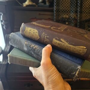 Vintage Decorative Book Set - Brown, Blue, and Green